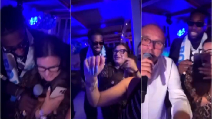 Lesor pevao srpski hit: Bivši centar Partizana zagrlio Srpkinju, žena sve snimila (VIDEO)