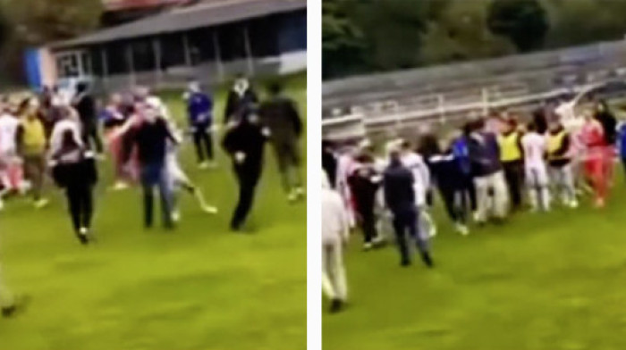 (VIDEO) Haos u srpskom fudbalu: Žestoka makljaža navijača i fudbalera, sevaju pesnice, ne zna se ko koga bije