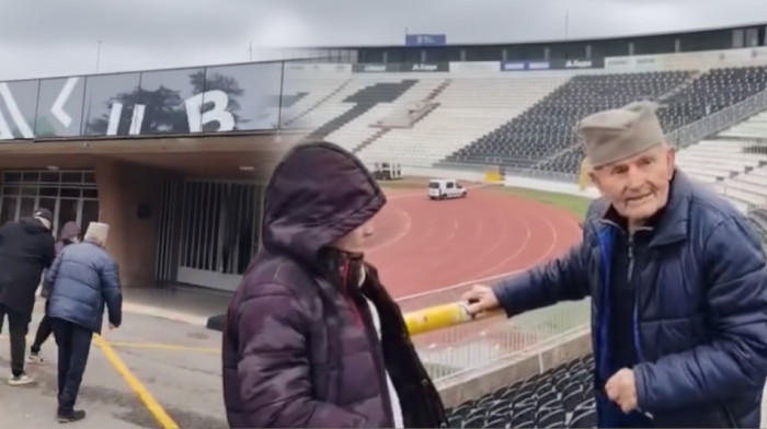 (VIDEO) Unuk odveo 96-godišnjeg deku prvi put na stadion Partizana: Njegova reakcija dirnula navijače