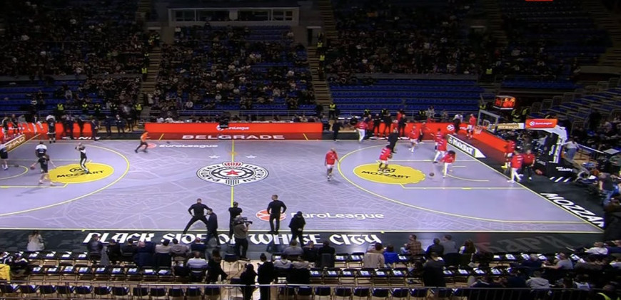 Gde su navijači? Sablasne scene, poluprazan "Pionir" na utakmici Partizana i Olimpijakosa (FOTO)