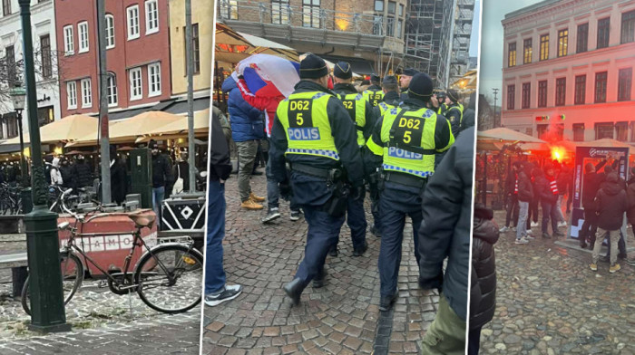 (FOTO/VIDEO) Opsadno stanje u Malmeu zbog navijača Zvezde: Jake policijske snage na svakom koraku