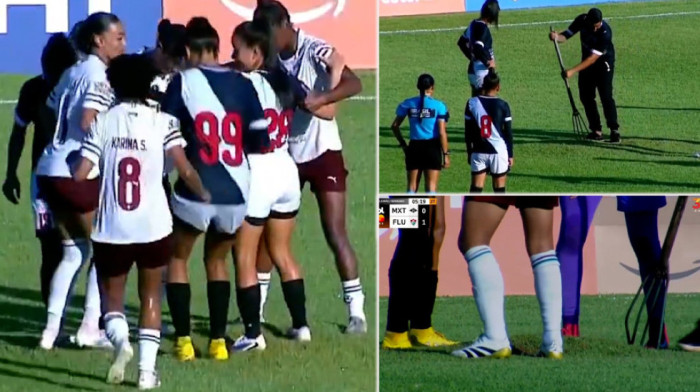 Komična scena u Brazilu: Vazdušni balon podigao travu... Fudbalerke gledale u šoku (VIDEO)