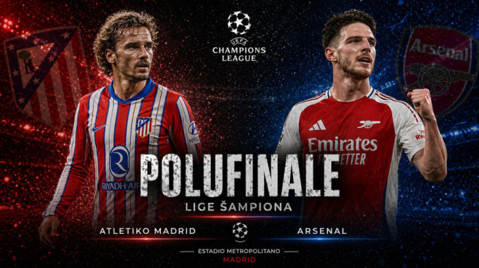 Atletiko Madrid - Arsenal: Polufinale Lige šampiona, pratite uživo iz minuta u minut