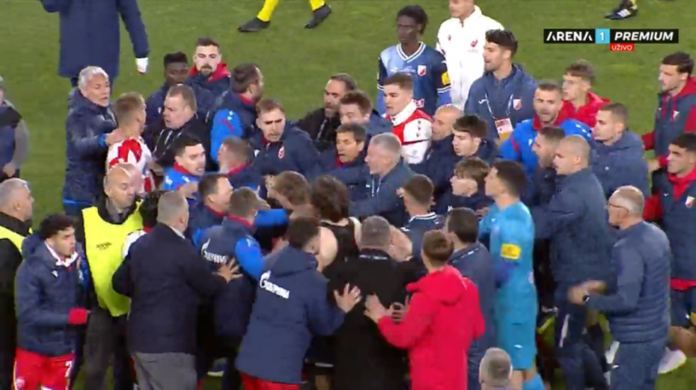 Skandal! Tuča fudbalera Zvezde i Vojvodine po završetku finala Kupa Srbije (VIDEO)