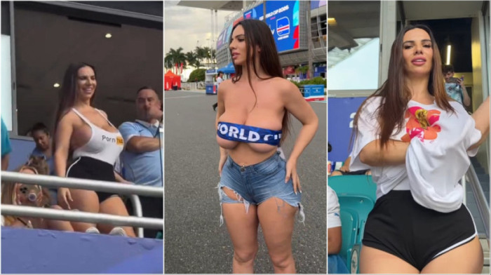 Sočne grudi kipe na sve strane: Porno zvezda šokirala Mundijal, pored nje niko nije gledao meč (FOTO)